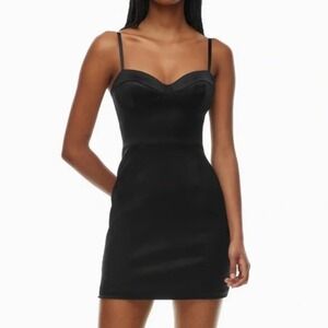 Aritzia Ten Heartbeat Satin Bustier Mini Dress 4 Black Bodycon Cocktail Party